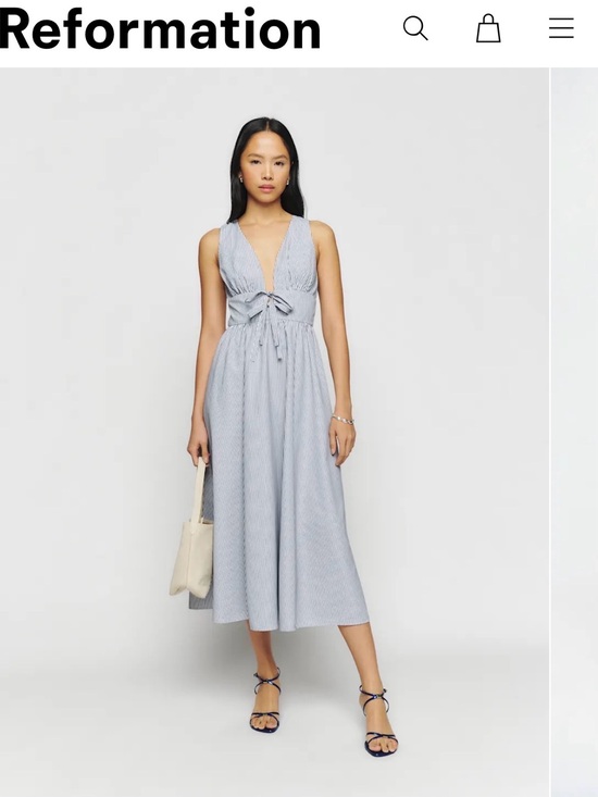Reformation Dresses & Skirts - Reformation Alvin Dress NWT Pale Blue Sleeveless Midi Dress with Front Tie